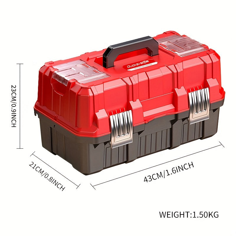 Portable Toolbox Organizer with Tray & Dividers – 17/21 Inch Heavy-Duty 3-Layer Folding Tool Storage Box for Home, Garage & Workshop