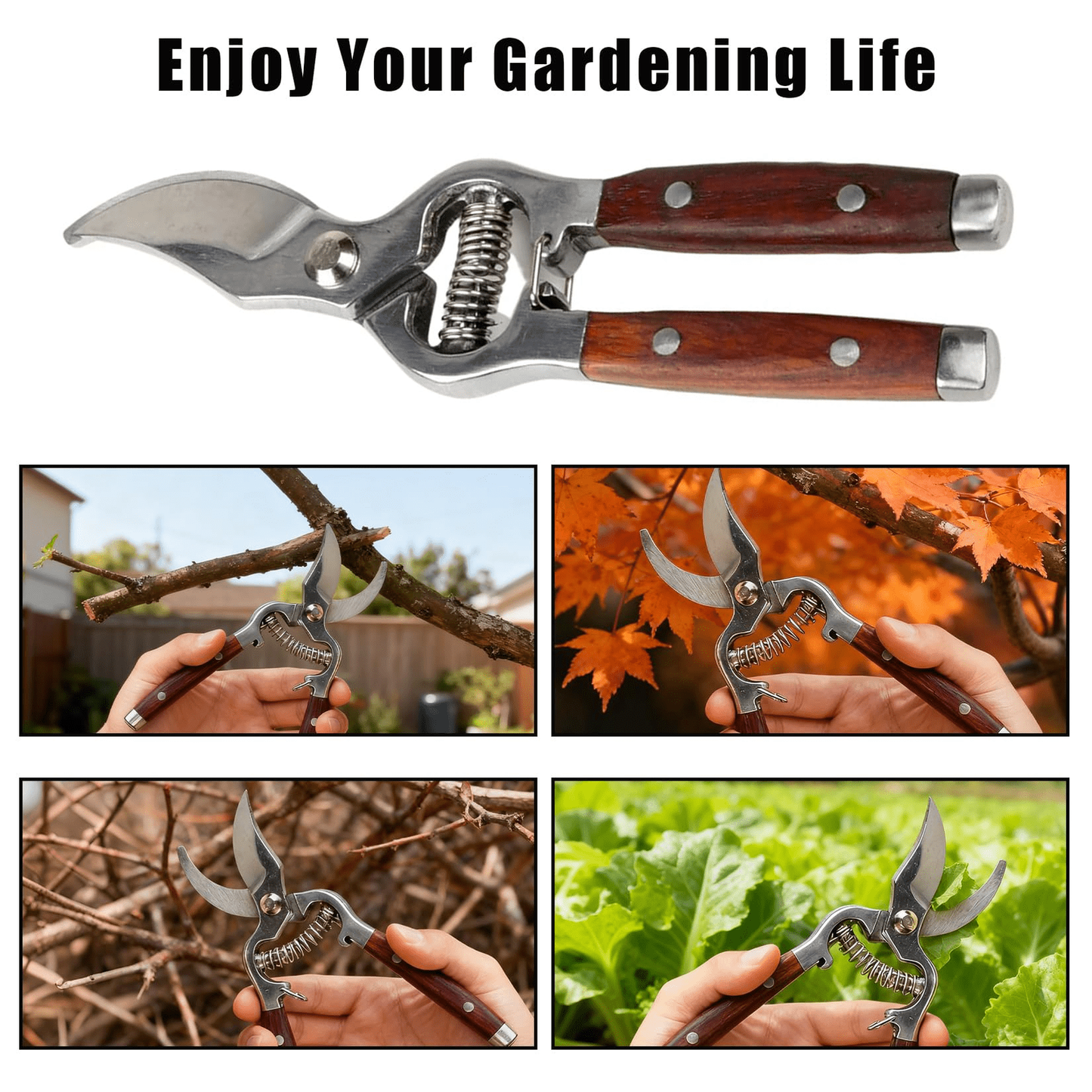 Garden Scissors 2-Pack Pruning Shears Set Curved and Straight Bypass Blades 8-Inch Ultra Sharp Plant for Garden, Patio and Yard Use