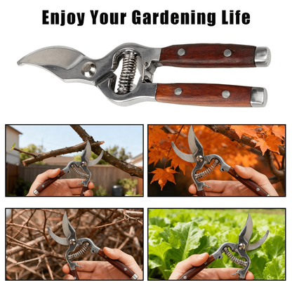 Garden Scissors 2-Pack Pruning Shears Set Curved and Straight Bypass Blades 8-Inch Ultra Sharp Plant for Garden, Patio and Yard Use