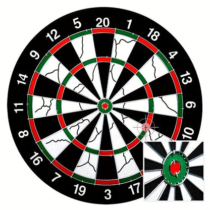 17-Inch Double-Sided Flocked Dartboard Set with Six Steel-Tip Darts, Hanging Hook and Two Target Designs