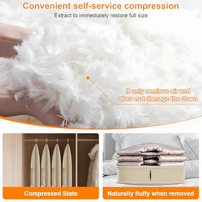 Garment Storage Organizer Bag with Compression Zipper in 35.43 or 43.31 Inch Beige Options