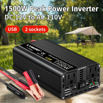 Car Power Inverter 500W 12V to 110V AC Outlet Converter with QC3.0 USB Port for Vehicle Boat Truck RV Portable Auto Power Adapter 200W Rated