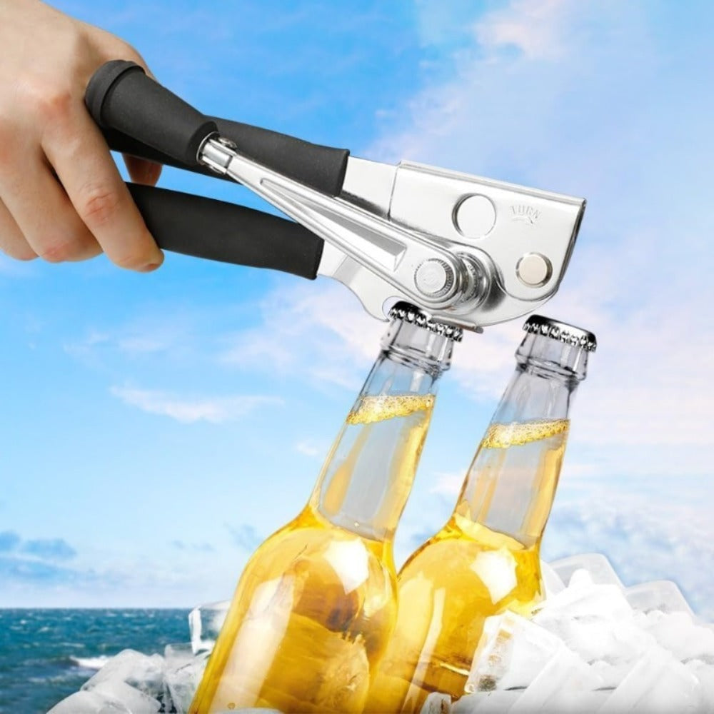 Manual Can Opener Stainless Steel Commercial Grade with Handle Dual Can and Bottle Opener for Restaurant and Home Kitchen Use