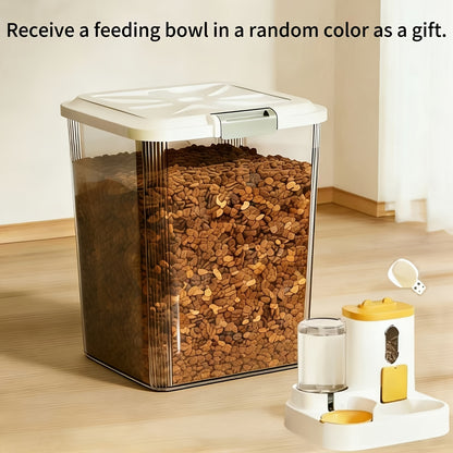 Pet Food Storage Container with Wheels – Lockable Lid Transparent Rolling Bin with Scoop for Dogs Cats & Birds, 11lb / 22lb / 33lb