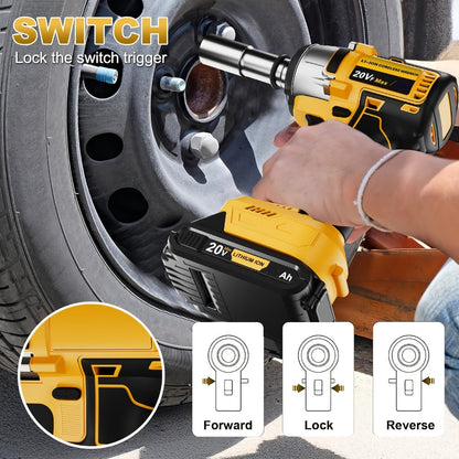 Cordless Impact Wrench 1/2 Inch Brushless, 450N.m 259Ft-lbs High Torque Impact Gun, 3300RPM Variable Speed