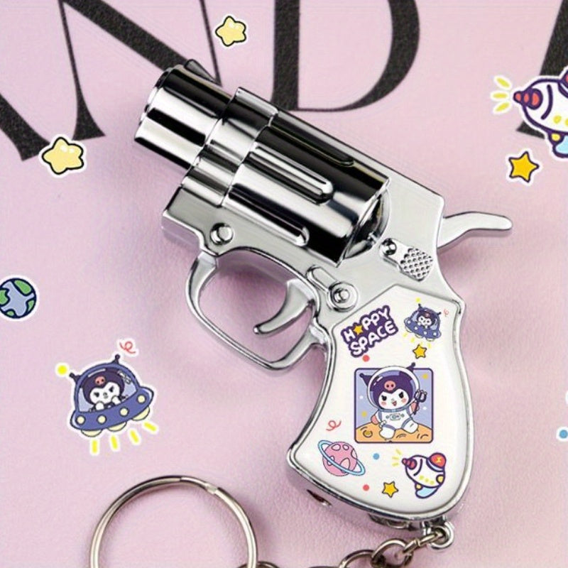 Cute Cartoon Lighter with Keychain, Sanrio Hello Kitty & Kuromi Mini Windproof Flame Lighter, Portable Blue Fire Lighter for Cigarettes
