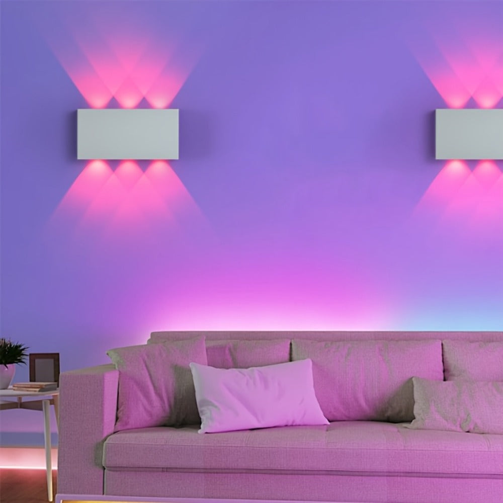 RGB Wall Light 2 Pack Battery Powered - Seven Color Gradient Dimming Night Light with Touch Switch
