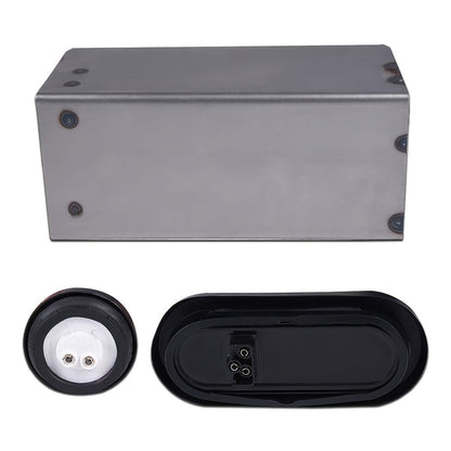 LED Trailer Tail Lights Steel Housing Box 6" Oval Stop Turn Tail Light + 2" Round Amber Marker Lights DOT Rated Heavy Duty for Semi Truck
