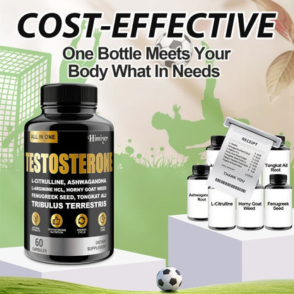 Male Testosterone Support Capsules with Maca Root, Epimedium, L-Citrulline & Ashwagandha, Men's Vitality