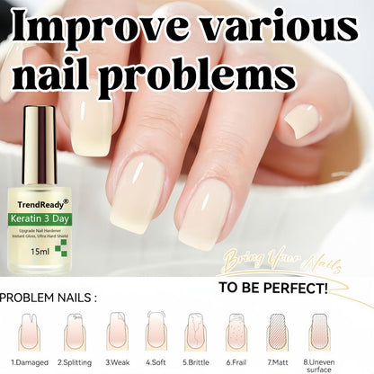 Vitamin E & Hyaluronic Acid Nail Hardener 2PCS 0.51oz – Protein Base Coat Ridge Filler & Concealer Quick Air-Dry Formula