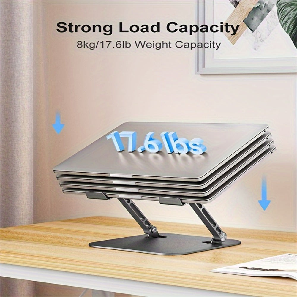 Foldable Laptop Stand with Vented Metal Tray, Dual-Hinge Riser and Three 10-16.5 Inch Source Options