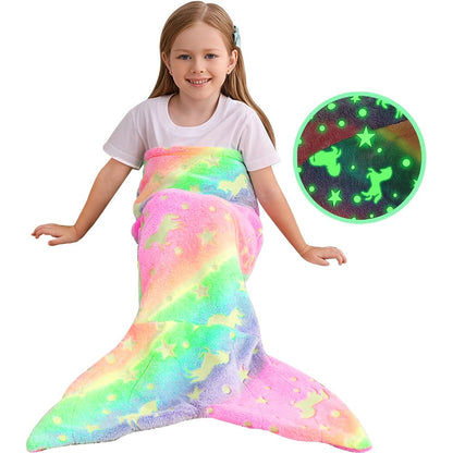 Mermaid Tail Sleeping Bag Blanket for Kids & Adults - Flannel 200GSM Anti-Kick Cozy Bed Cover