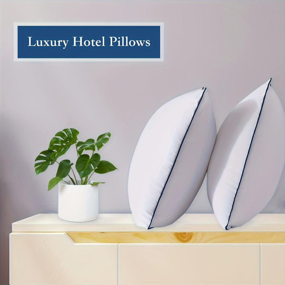 Hotel Quality Sleep Pillows Firm Support Cool-to-Touch Fiber Fill 2/4 Pack – Back Stomach Side Sleeper Pillow Set Soft Breathable Bed