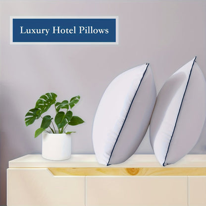 Hotel Quality Sleep Pillows Firm Support Cool-to-Touch Fiber Fill 2/4 Pack – Back Stomach Side Sleeper Pillow Set Soft Breathable Bed
