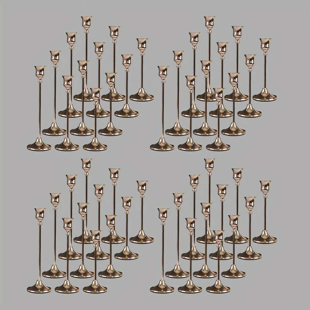 Copper Plated Candlestick Holders Bulk Set for Entryways, Bedrooms and Living Spaces, with the Listed Configuration
