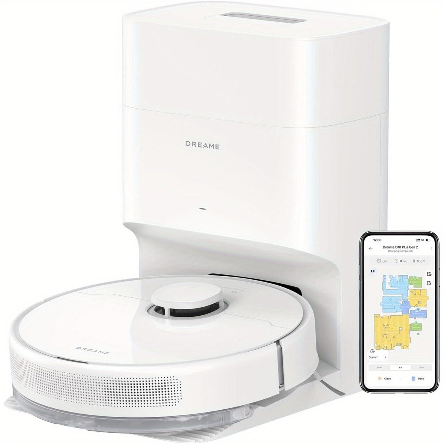 Dreame D10 Plus Gen 2 Self-Emptying Robot Vacuum & Mop Refurbished, 6000Pa Suction, 90-Day Base, LiDAR Navigation