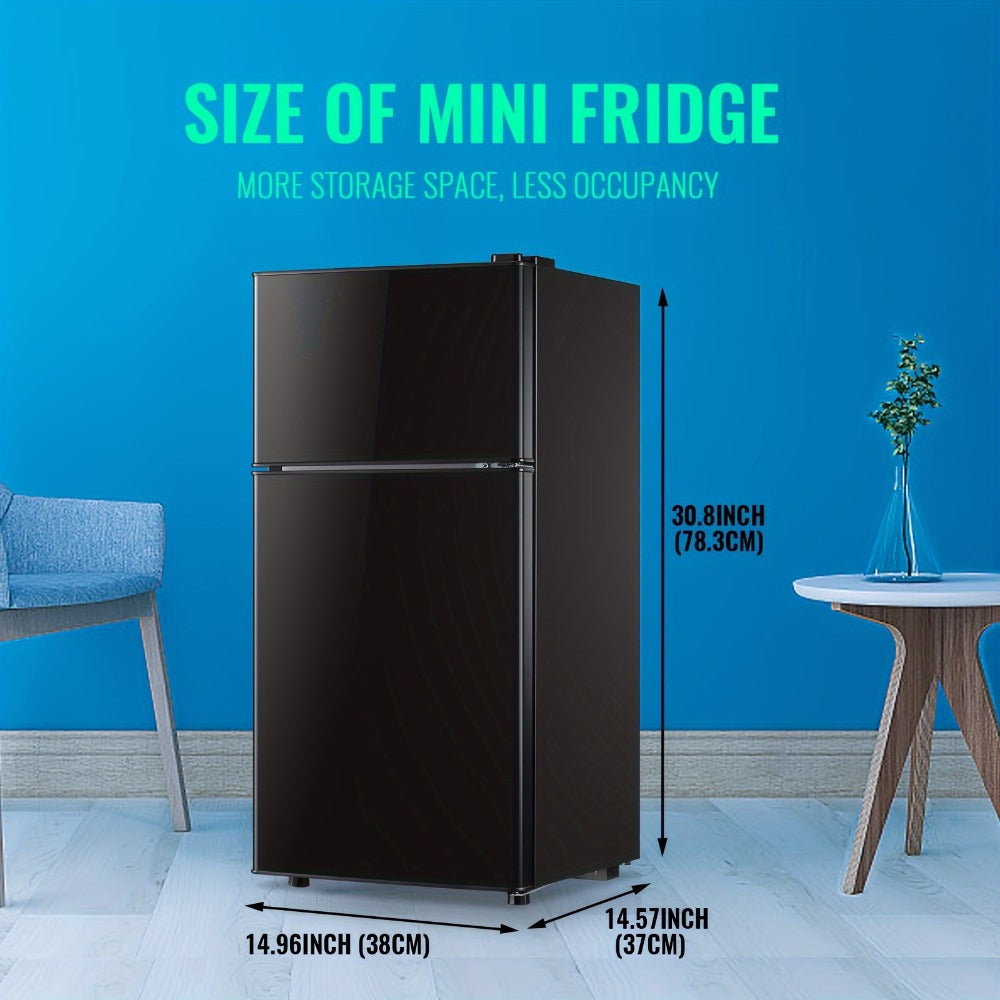 Compact Refrigerator, 3.2 Cu Ft Single Door Mini Fridge with 4-Layer Storage, Removable Shelves, Crisper Drawer & Adjustable Temperature