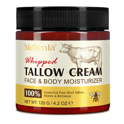 Whipped Tallow Cream 120g Grass-Fed Beef Tallow Honey Beeswax Face Body Hand Cream All Skin for Entryways, Bedrooms and Living Spaces