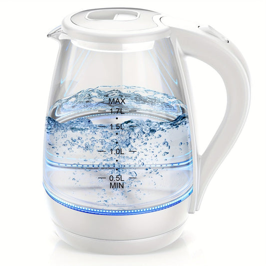 Glass Electric Kettle 1200W Fast Boiling, 57.48oz Tea Kettle with LED Indicator, Auto Shut-Off & Boil-Dry Protection