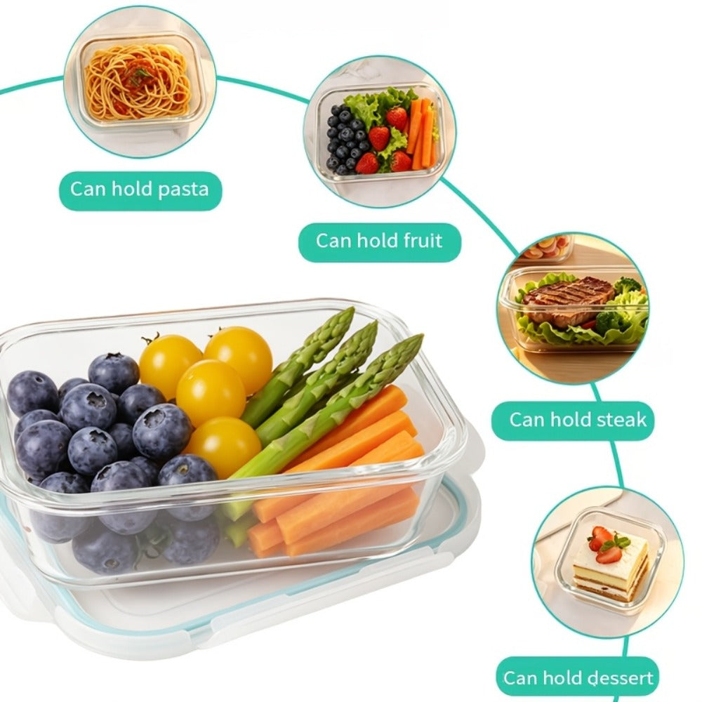Glass Food Storage Containers 16-Piece Set 8 Glass Bowls with 8 Sealed Lids BPA Free Dishwasher Microwave Refrigerator Safe Meal Prep