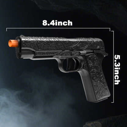 Shell-Ejecting Toy Foam-Dart Blaster with Engraved Body, Two Magazines and Four Color Options