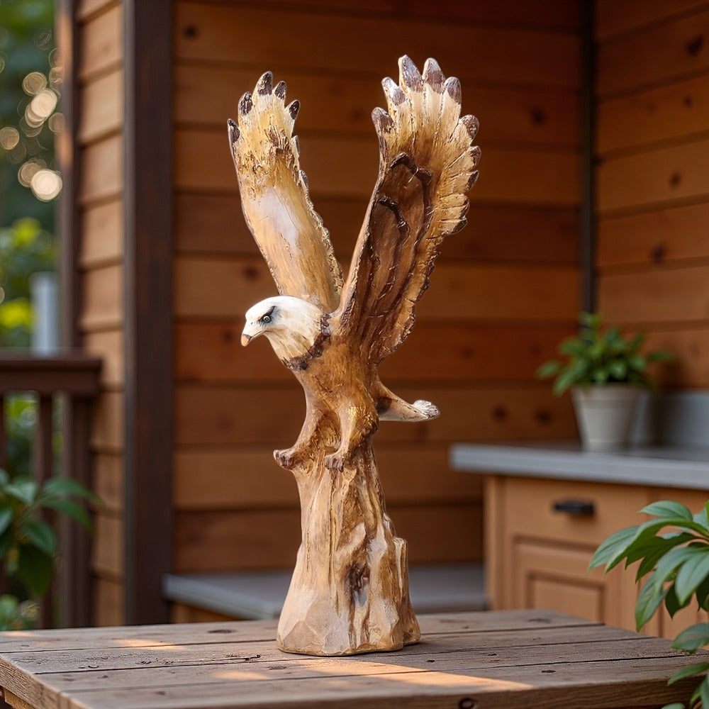 Eagle Statue 15.5-Inch Lifelike Resin Sculpture, Majestic Bald Eagle Figurine for Outdoor Garden, Patio, Yard & Indoor Home Decor