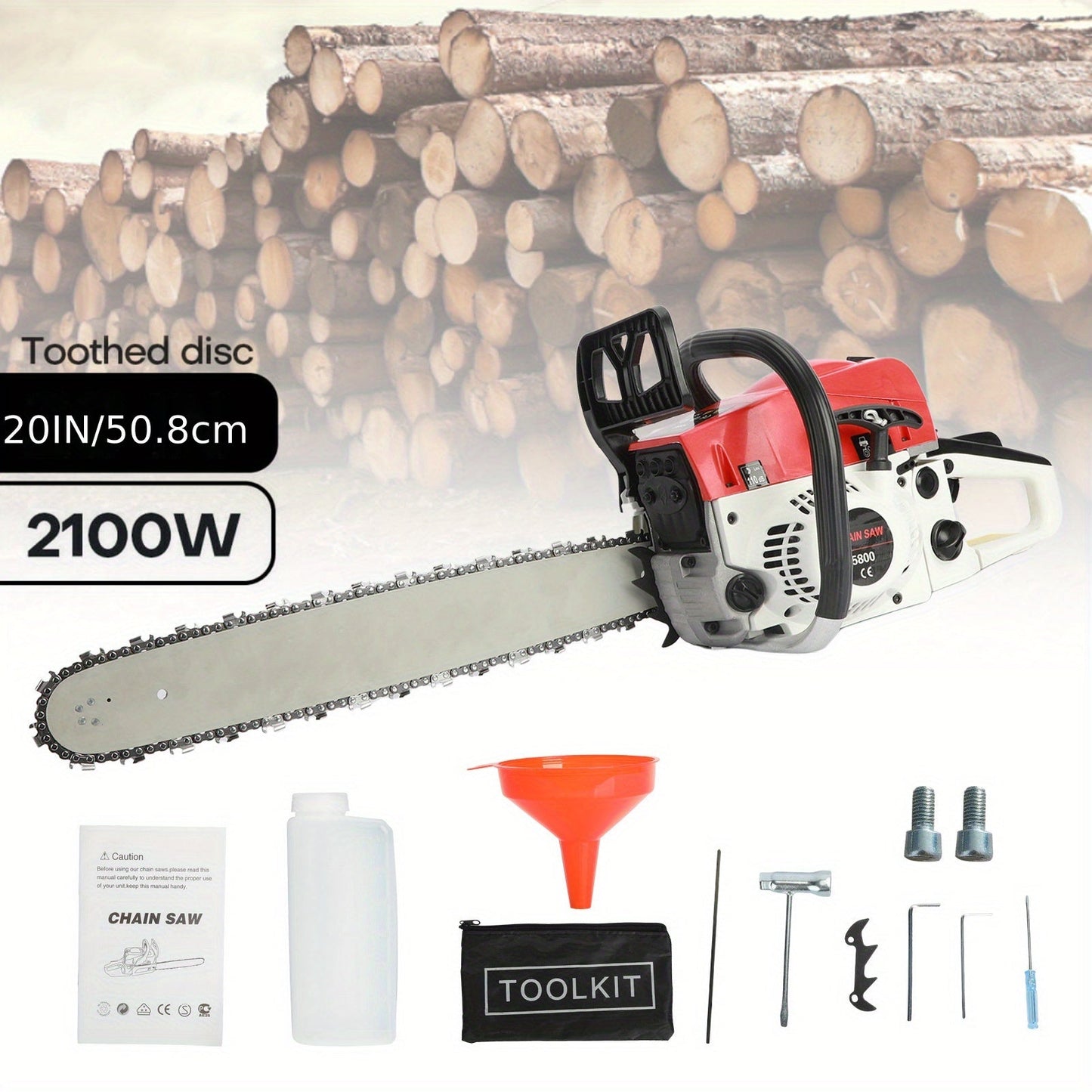 Gas Chainsaw, 2-Stroke Powerful Wood Cutting Logging Farm Ranch for Garden, Patio and Yard Use