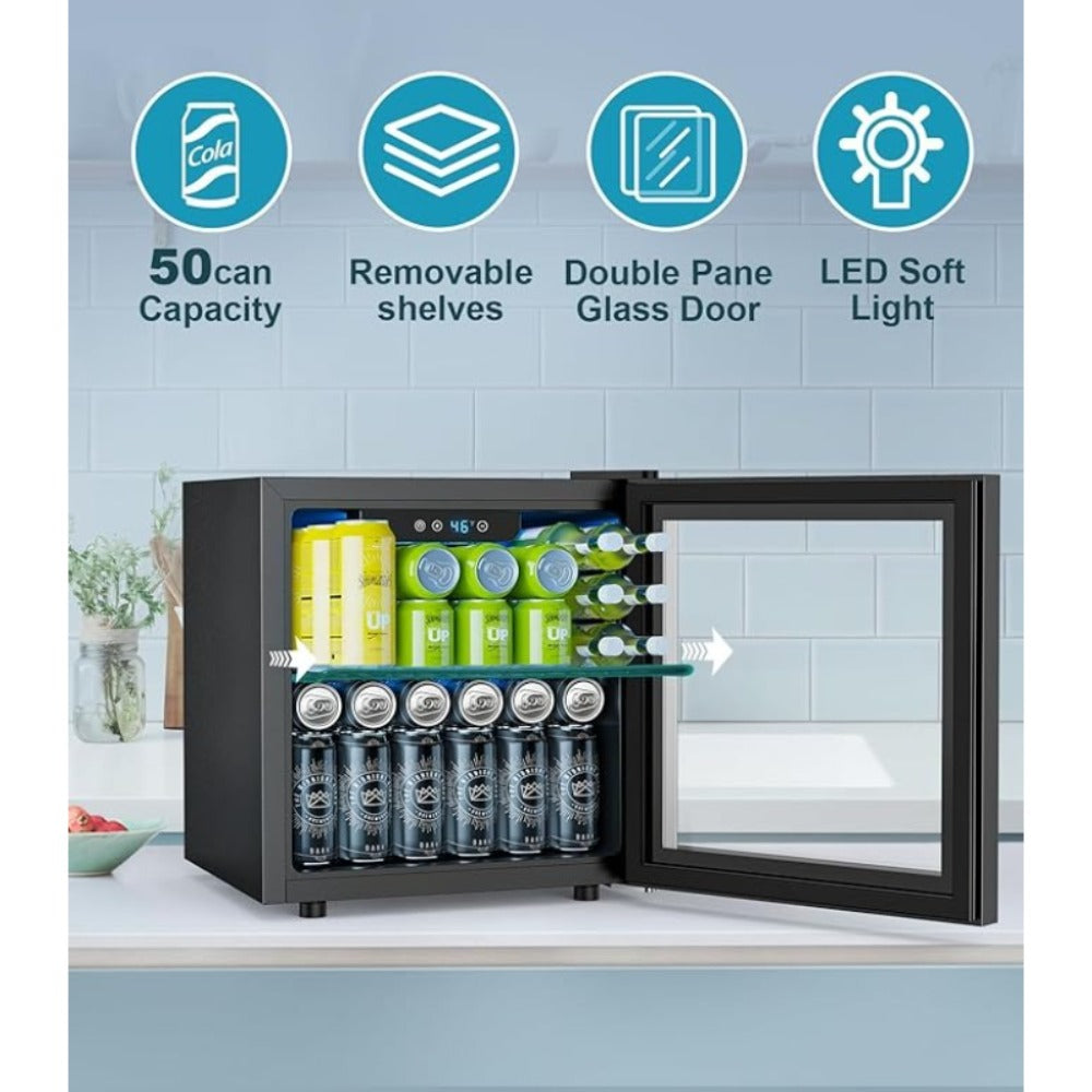 Beverage Wine Cabinet 9.51 Gal - Small Wine Cooler with Electronic Touch Control & LED Light, Compact Drink Refrigerator for Kitchen