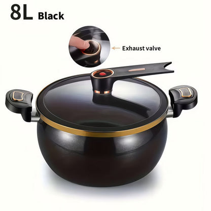 Non-Stick Soup Pot with Twist-Lock Handle | Large Capacity Stew Pot Compatible with Gas Stove Induction Cooker Open Fire | Multi-Function