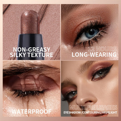Waterproof Eyeshadow Pencil Set 6 Colors, Metallic & Matte Glitter Highlight Eyeliner Crayons, Smudge-Proof Eye Makeup