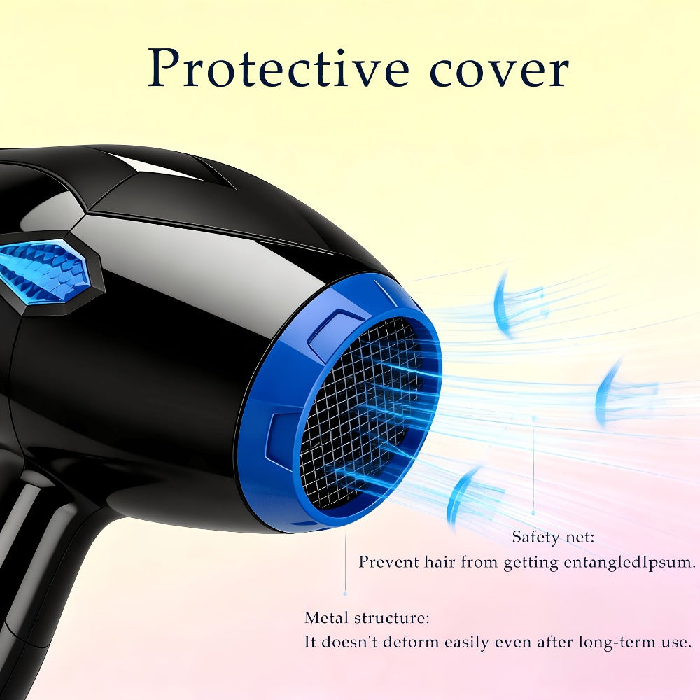 Handheld Hair Dryer with Six Color and Accessory-Package Selections, Rear Intake and Inline Plug Control