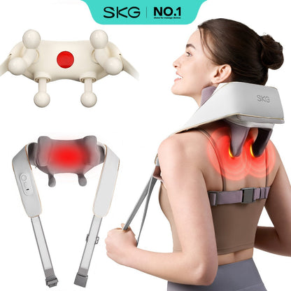 Wearable Neck & Shoulder Massager with Heat, 6D Bionic Hand Kneading Trapezius Massager, 9 Modes 3 Intensities 40-45°C Heat
