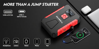 Portable Jump Starter with Air Compressor – 15000A-19000A Peak 350PSI 12V 17-in-1 Car Battery Jump Starter, Digital Display