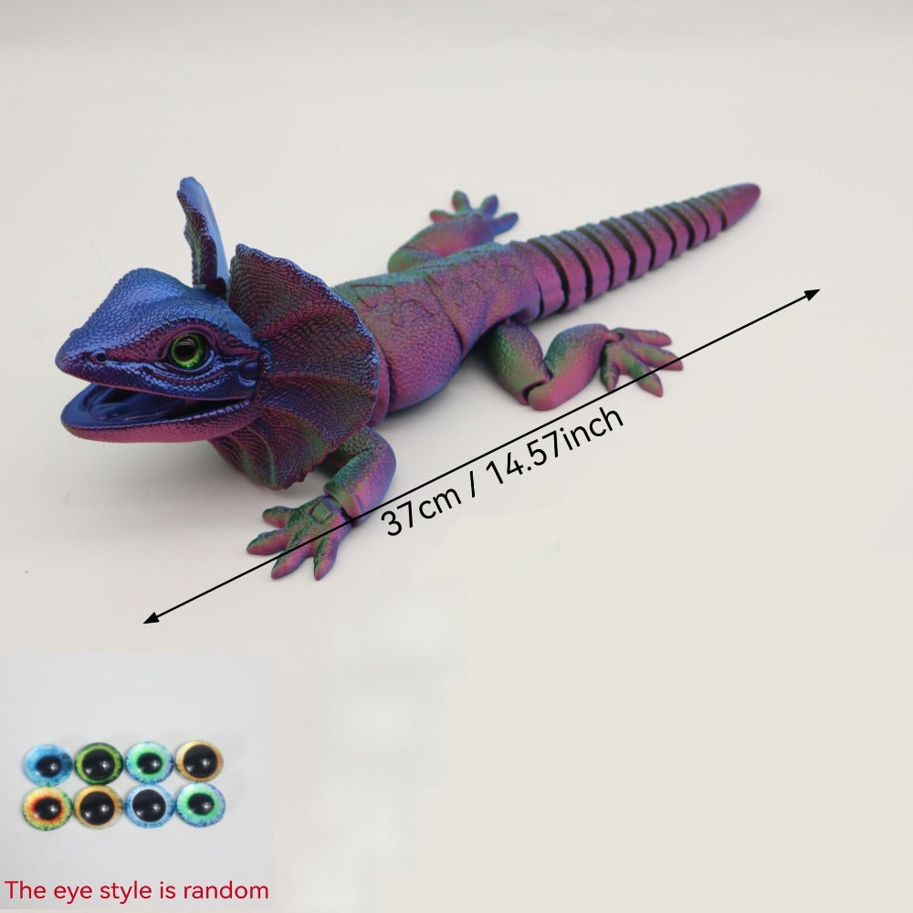 Frilled Neck Lizard Figurine 3D Printed, Large Umbrella Lizard Animal Sculpture 8 Color Styles