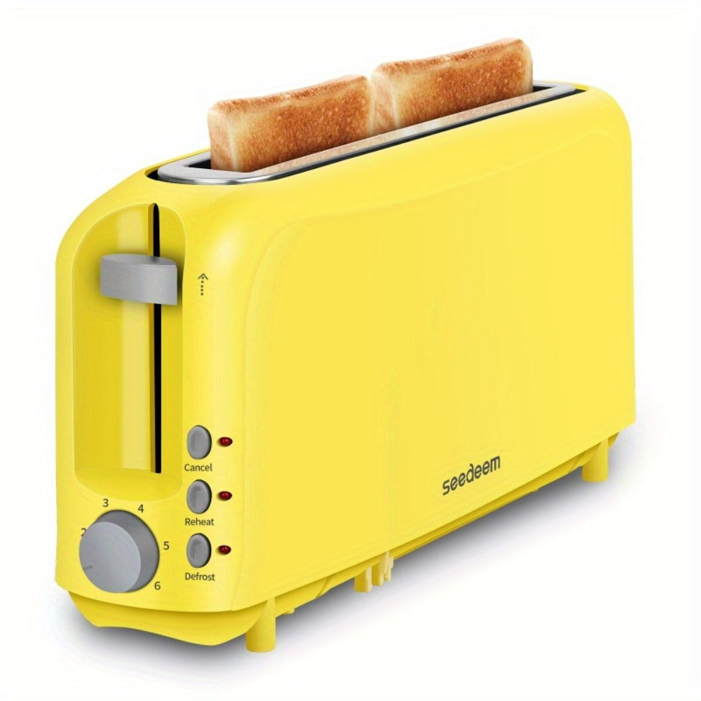 Slim Toaster 2-Slice – SEEDEEM 6-Setting Shade Control, Cancel, Reheat & Defrost, Removable Crumb Tray, 750W Compact Fits-Anywhere Design