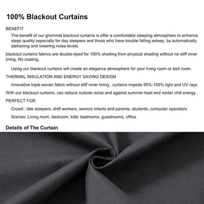 Blackout Curtains 4 Panels 100% Light Blocking Thermal Insulated Noise Reducing Grommet Window Curtains for Bedroom Living Room Balcony