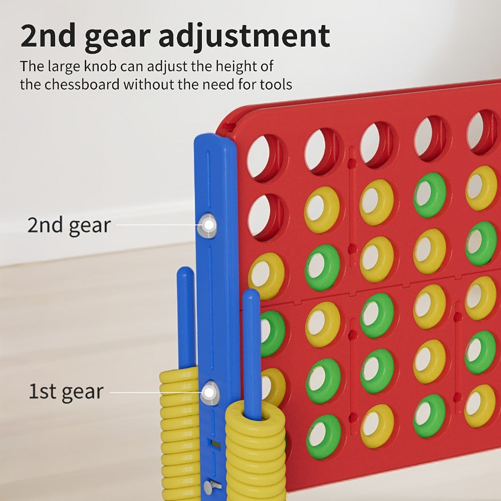 Height Adjustable Giant Connect 4 Game 33-37 Inch, Jumbo 4-in-a-Row Outdoor Yard Game with Quick Release Slider for Teens