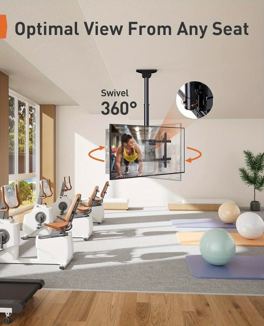 Ceiling TV Mount 37-75 Inch - 360° Swivel & Tilt Adjustable Bracket for Flat & Curved TVs up to, VESA 600x400mm
