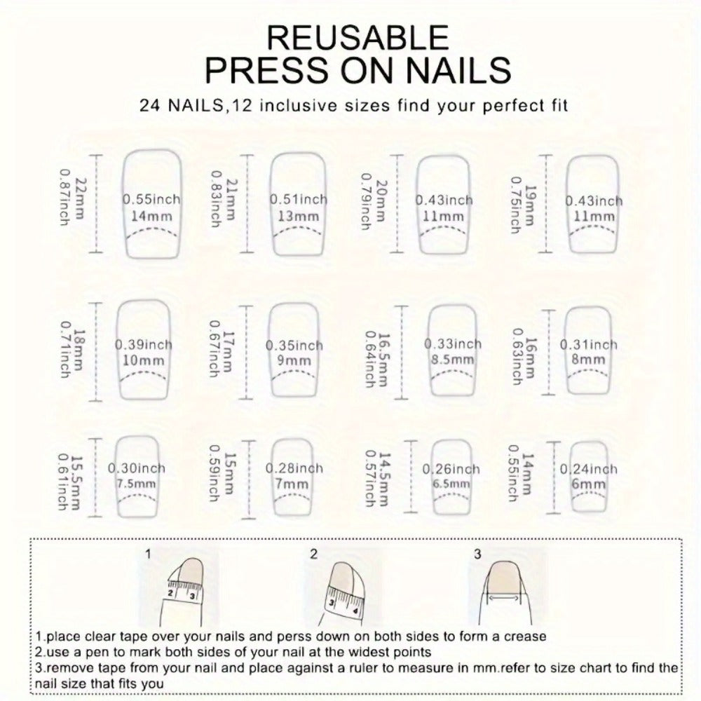 Press On Nails 120-Piece Medium Coffin Five-Pack Pinkish Purple Glitter Sequin Glossy Full-Cover Set
