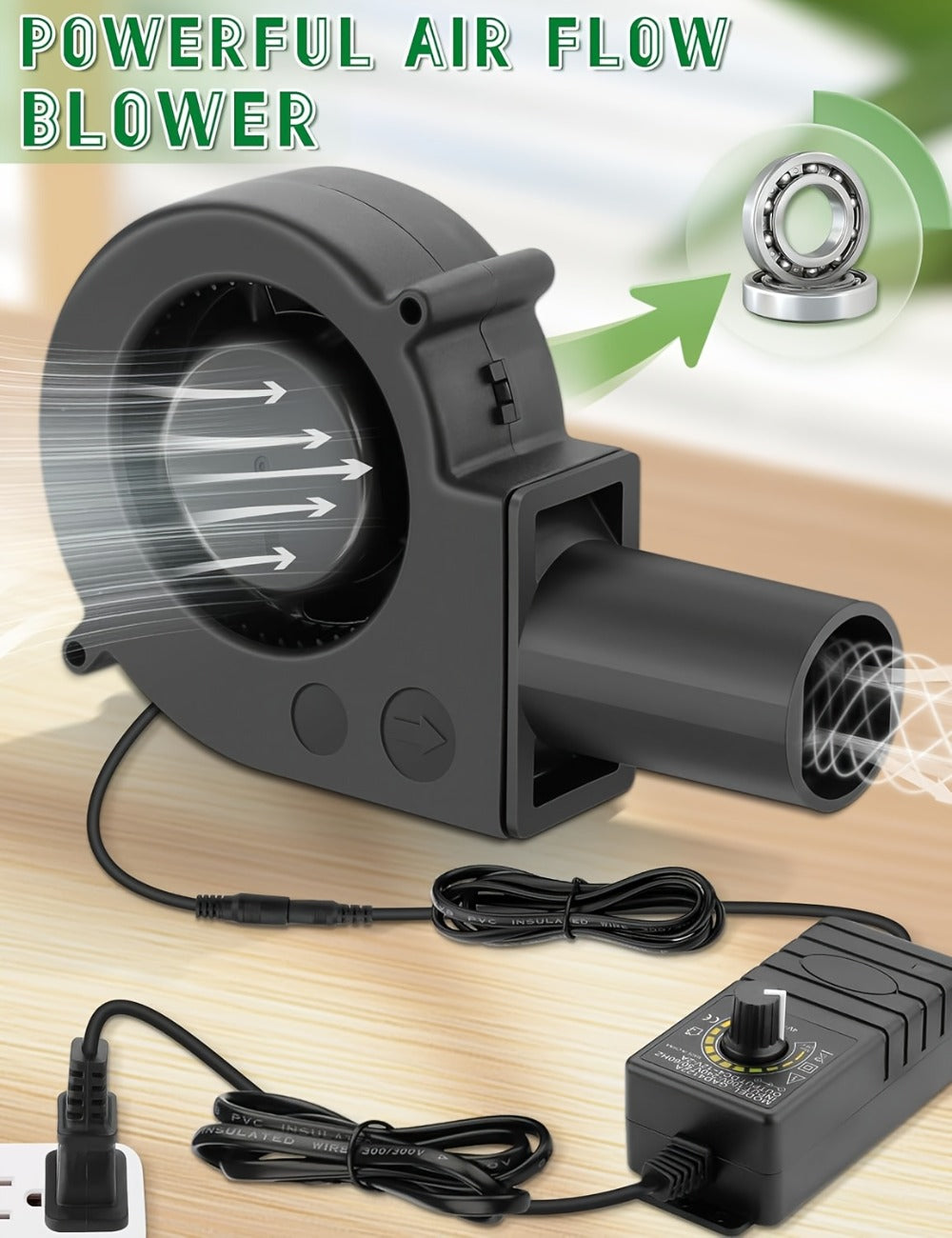 Turbo Blower Set with Adjustable Air Outlet - BBQ Barbecue Stove Firewood Stove Fan for Grilling, Camping and Outdoor Meals