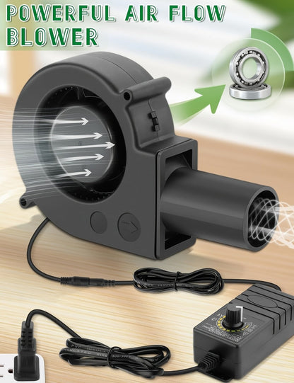 Turbo Blower Set with Adjustable Air Outlet - BBQ Barbecue Stove Firewood Stove Fan for Grilling, Camping and Outdoor Meals