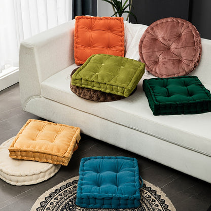 Square Flannel Floor Cushion Thickened Futon Meditation Mat Chair Seat Pad Bay Window Pillow for Entryways, Bedrooms and Living Spaces