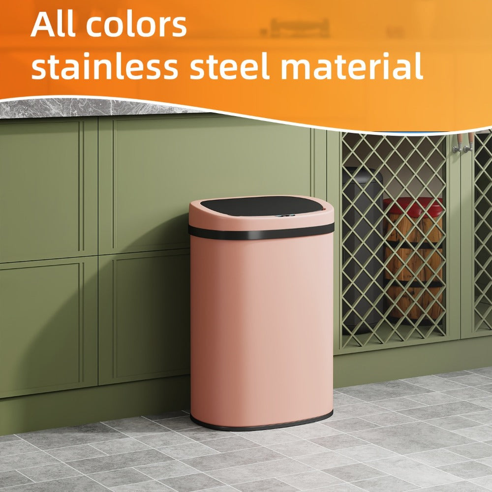 Motion Sensor Trash Can with 13-Gallon Label and Plastic or Steel Finish Options in Six Colors
