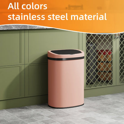 Motion Sensor Trash Can with 13-Gallon Label and Plastic or Steel Finish Options in Six Colors
