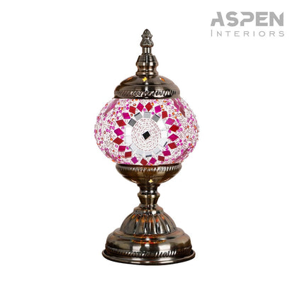 DIY Mosaic Lamp Kit Handmade Glass Table Lamp, Colorful Stained Glass Bedside Night Light with Antique Bronze Base