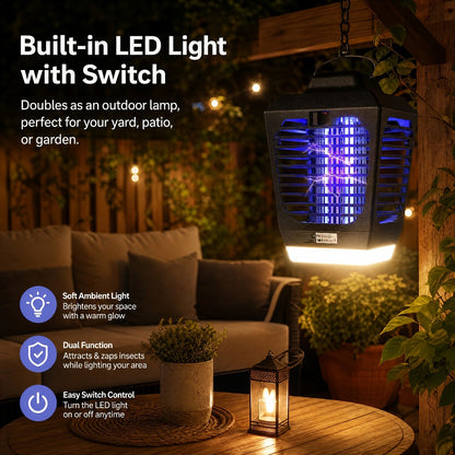 IPX4 Bug Zapper Plug-In, Electric Flying Insect Trap with LED Light & ABS Housing, Indoor Mosquito Zapper for Home
