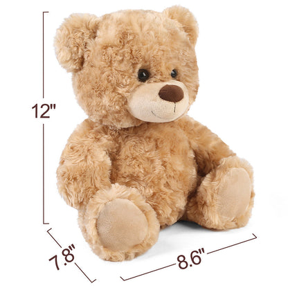 Plush Toy Shaggy Brown Teddy Bear 15-Inch with Sitting 12-Inch Format and Classic Bow for Display