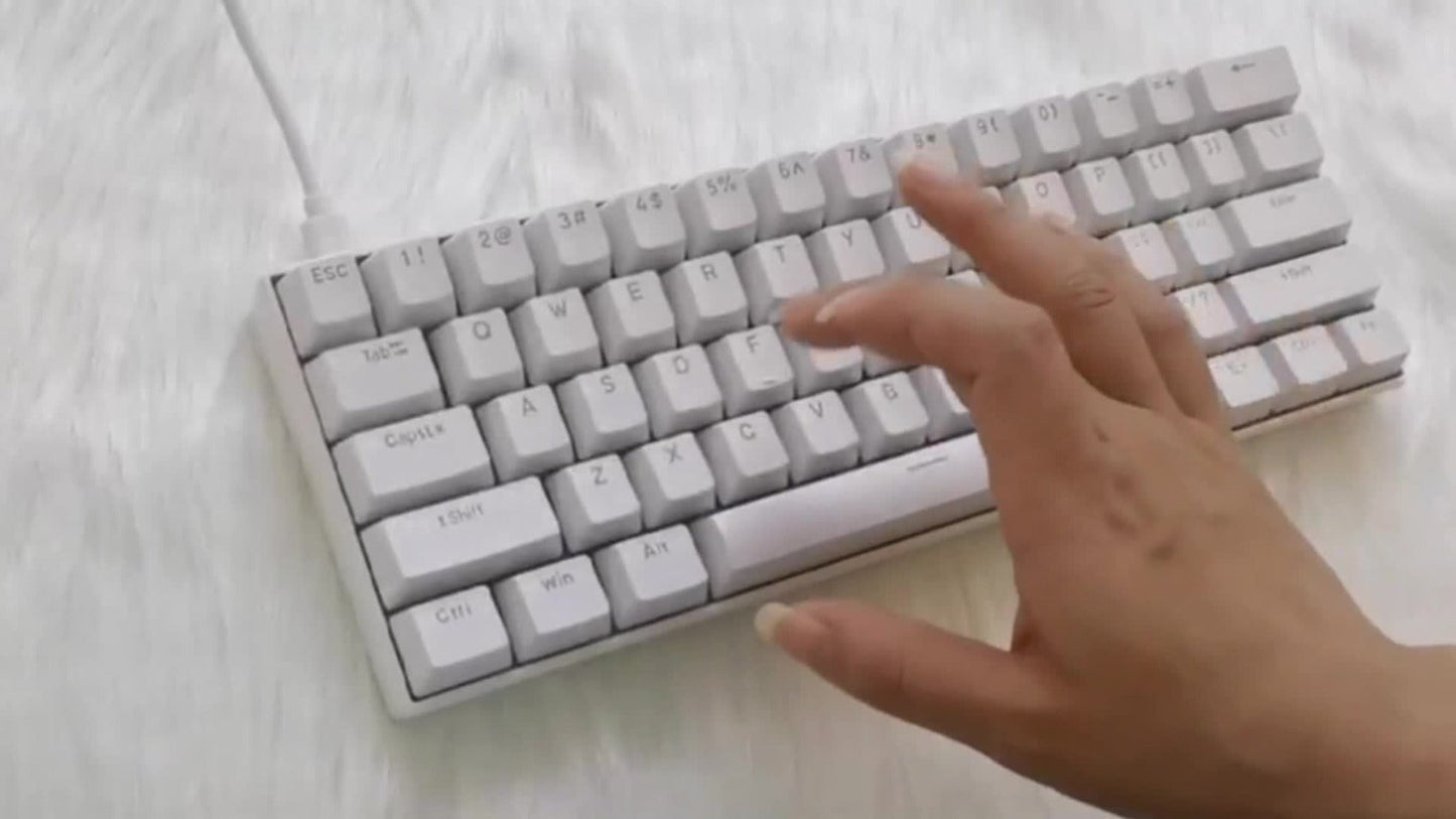 Mechanical Keyboard 61-Key Wired Hot-Swap Layout with Red or Blue Switches, RGB Backlighting and Six Color Options