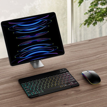 Wireless RGB Backlit Gaming Keyboard and Mouse Combo with Mouse Pad, 10-Inch Portable Keyboard Mouse Set for PC iOS Android Tablets