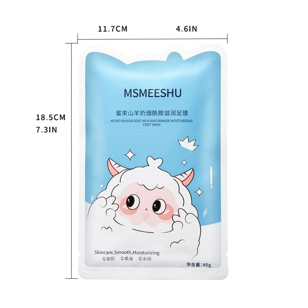 Moisturizing Foot Mask Socks with Goat Milk, Niacinamide & Ceramides – Exfoliating Cracked Heel Treatment